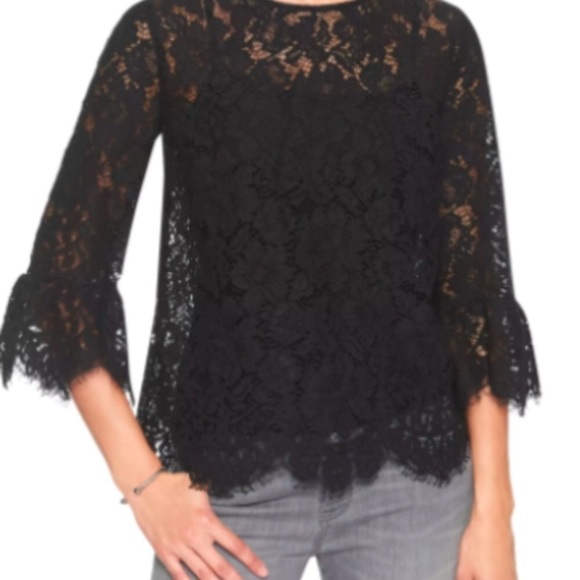Banana Republic• Lace shell flounce bell sleeve cuff blouse extra small - Picture 1 of 8